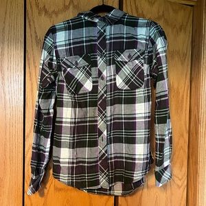Duluth Trading co. purple and green flannel, size: small